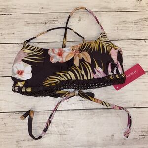 Xhilaration Bikini Top Womens Small Brown Pink Tropical Swim Crochet Target S